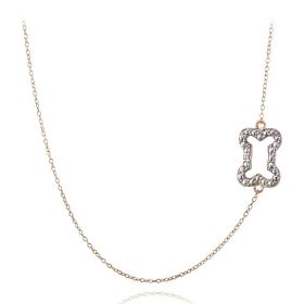 Rose Tone over Silver Diamond Accent Dog Bone Necklace - NRG13668