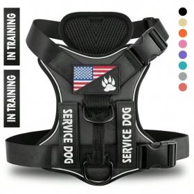 Service Dog Harness Reflective Breathable Solid Color Polyester Dog Strap (Option: Black-XS)