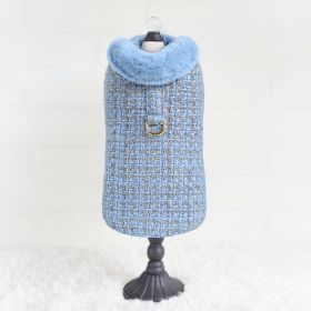 Chantel Tweed Dog Coat (Color: Blue, Size: LG)