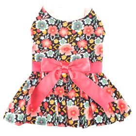 Blooming Blue and Peach Floral Dog Dress (Size: X-Small)