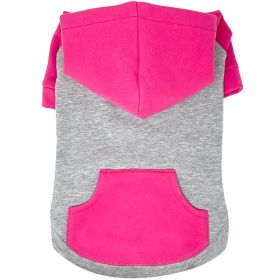 Color-Block Hoodie (Color: Pink on Gray, Size: X-Small)