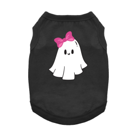 Cute Ghost with Bow Dog Shirt (Color: Jet Black, Size: X-Small)