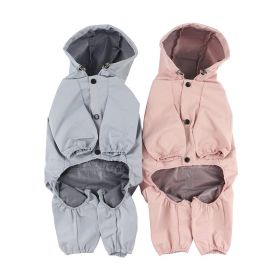Pet dog clothing waterproof breathable reflective clothing small dog raincoat; Light reflecting strip (Colour: Pink, Size: S)
