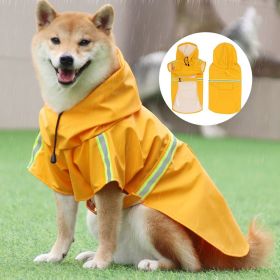 large and small dog raincoat cloak type reflective strip pet raincoat windproof rainproof dog hooded raincoat (Colour: Orange, Size: 4XL (24-33 kg))