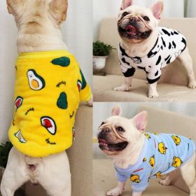 Autumn/Winter warm dog coat Small; medium dog; Flannel warm dog clothing pet supplies; dog clothing (Colour: Bright yellow avocados, Size: M)