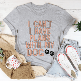 I Can't I Have Plans With My Dog T-Shirt (Color: Athletic Heather, Size: XL)