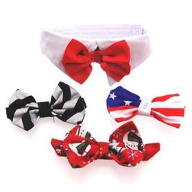 White Collar Bow Tie Set with 4 Interchangeable Bows (Size: X-Small)