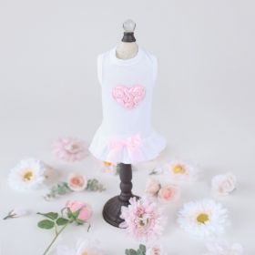 Puff Heart Dog Dress (Color: Pink, Size: XS)