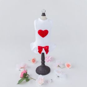 Puff Heart Dog Dress (Color: Red, Size: XXS)