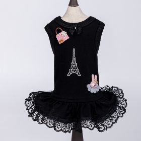 Paris Dog Dress (Color: Black, Size: XS)