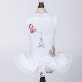 Paris Dog Dress (Color: White, Size: SM)