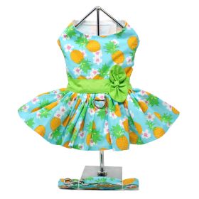 Pineapple Luau Dog Harness Dress with Matching Leash (Size: X-Small)