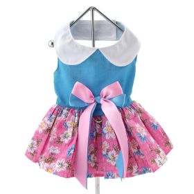 Pink and Blue Plumeria Floral Dog Dress (Size: X-Small)