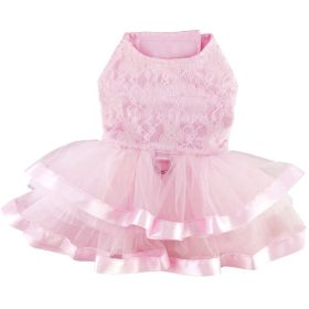 Pink Lace & Ruffles Dog Dress with Matching Leash (Size: X-Small)