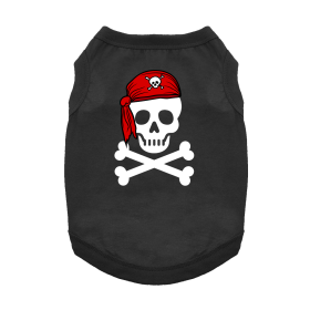 Pirate Skull with Red Bandana Dog Shirt (Color: Jet Black, Size: X-Small)