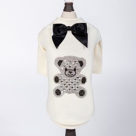 Teddy Bow Tee Dog Tee (Color: Ivory, Size: LG)