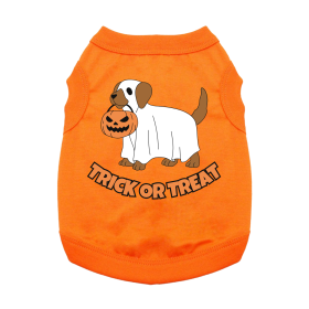 Trick or Treat Pup Dog Shirt (Color: Sunset Orange, Size: X-Small)